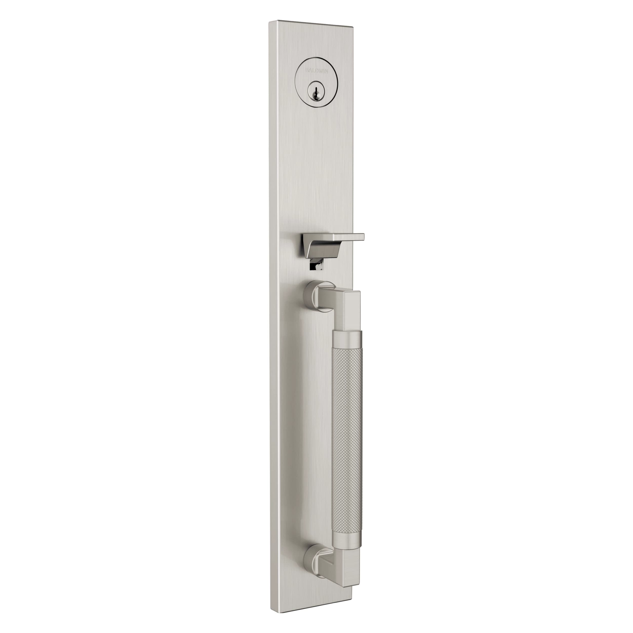 Juego de entrada Baldwin Gramercy con manija moleteada L030 en Lifetime Satin Nickel