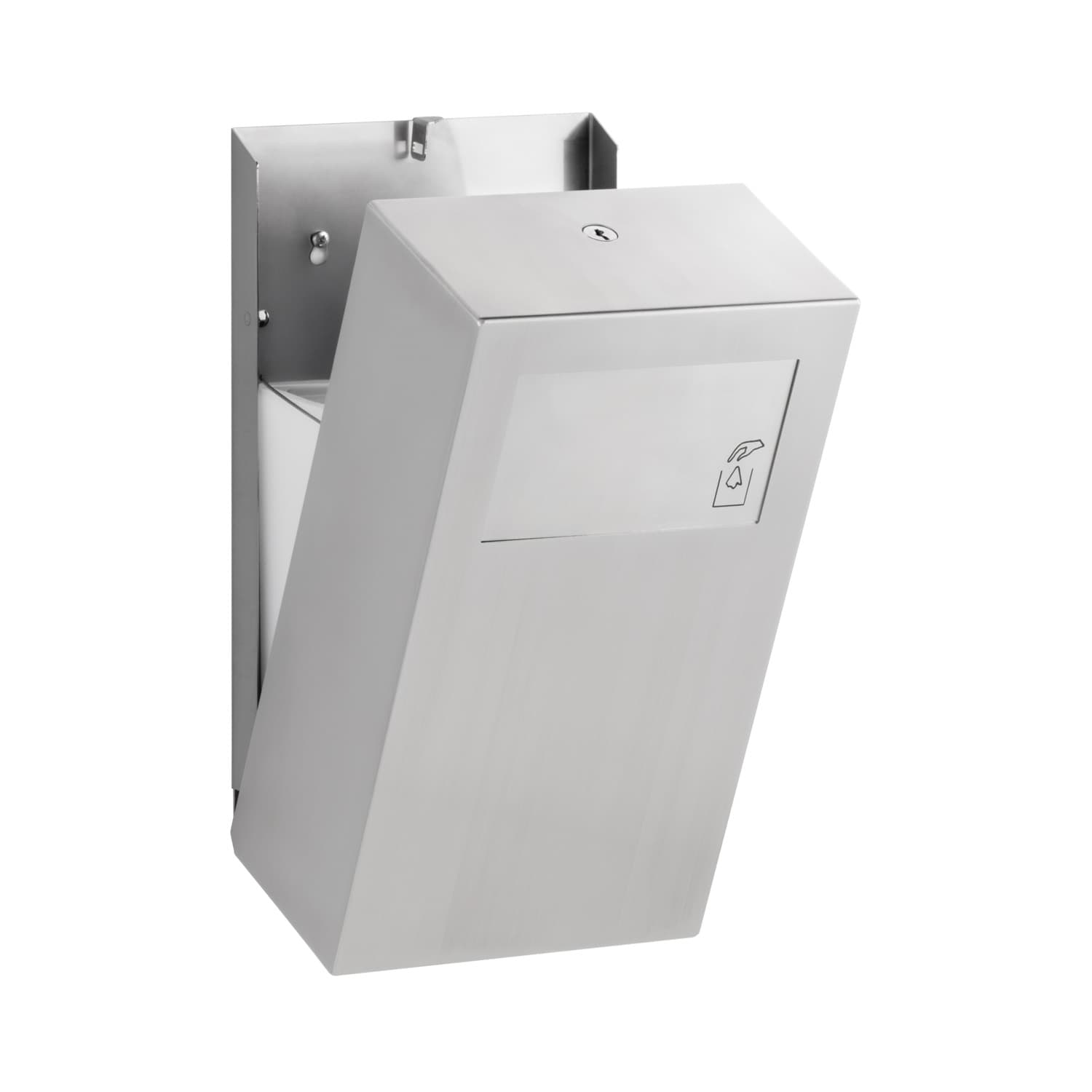 Bobrick B-9254 con la puerta abierta mostrando el receptaculo extraible
