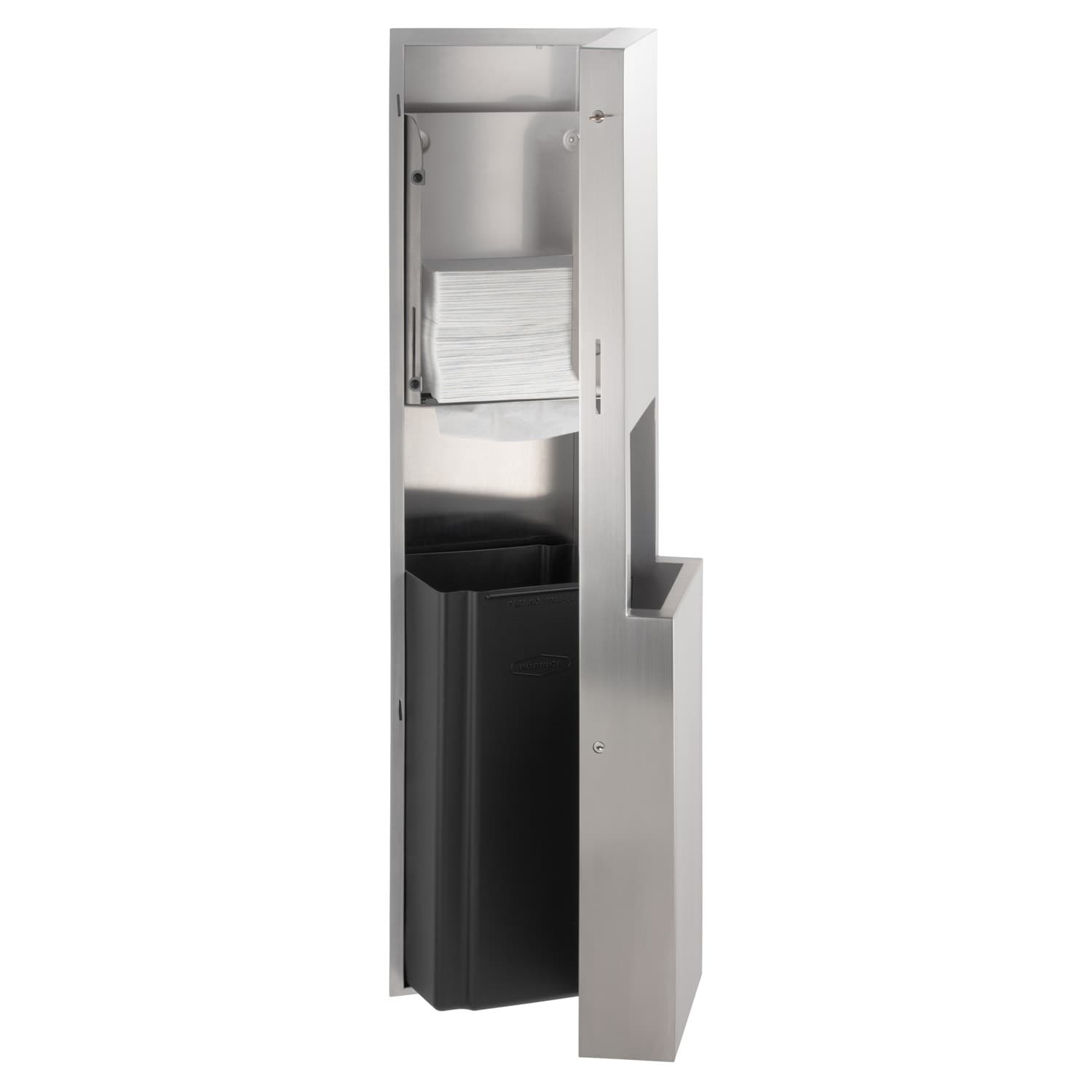 Bobrick B-9944 con la puerta abierta mostrando los compartimentos