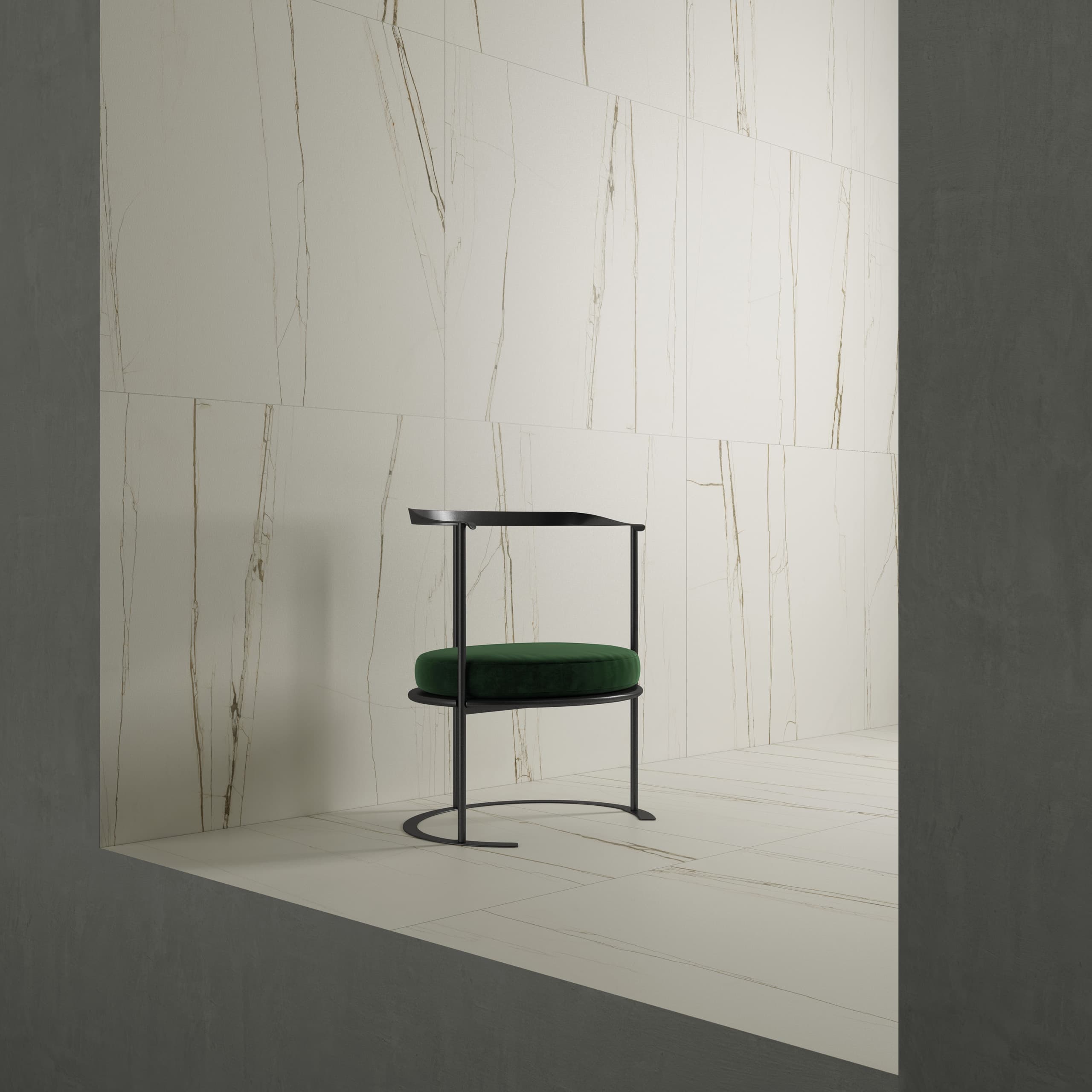 Porcelanatto CCU Archimarble Sahara Blanc en ambiente interior