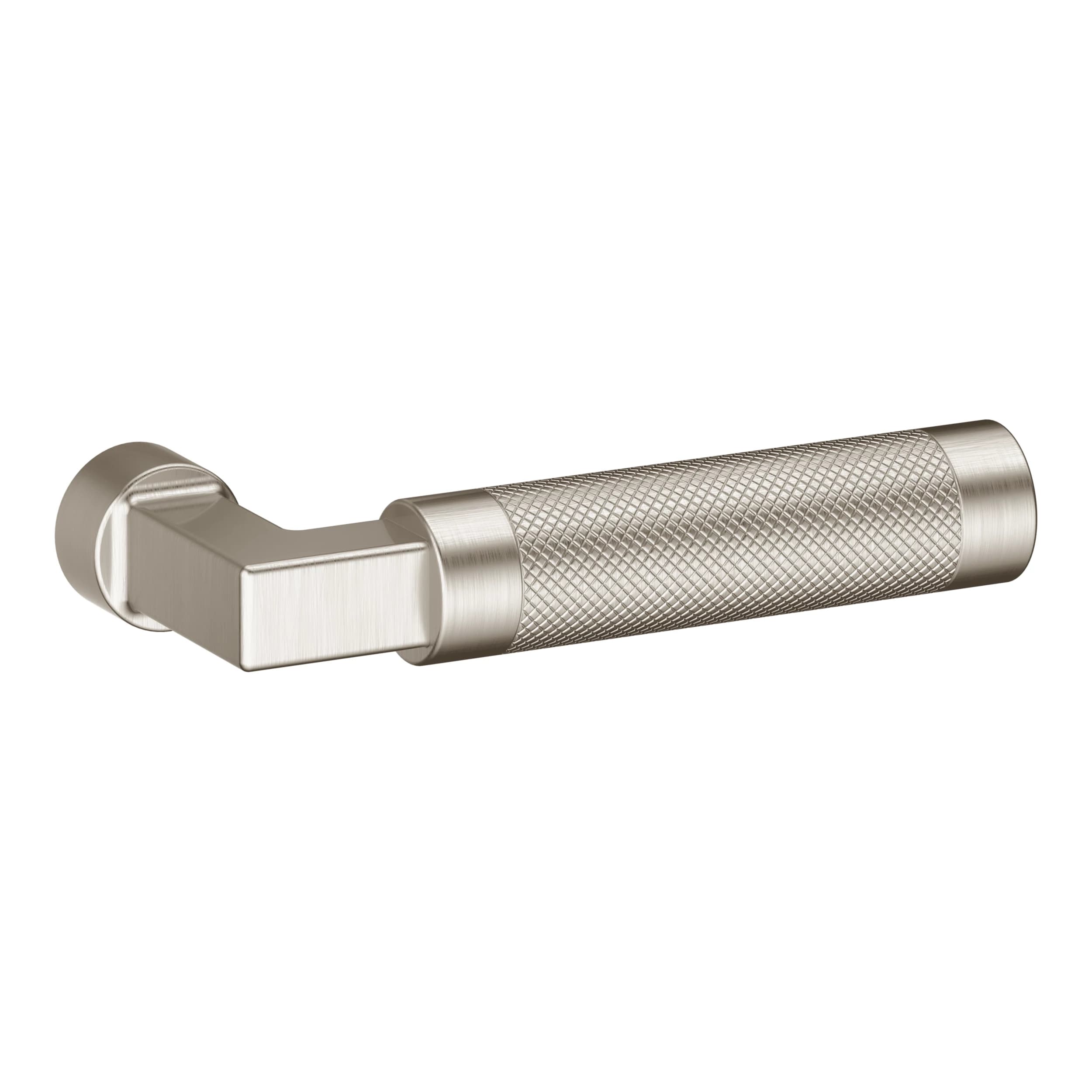 Manija de puerta Baldwin L030 Gramercy Knurled en Lifetime Satin Nickel