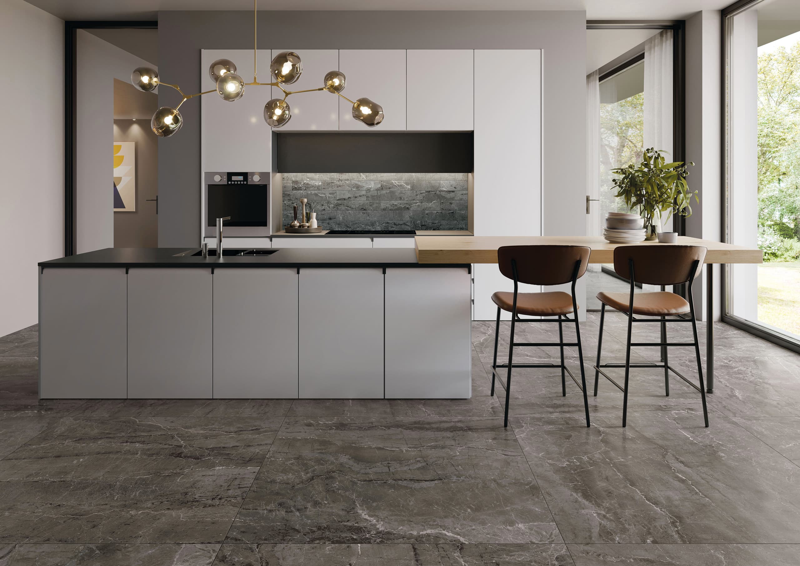 Porcelanatto CCU Pure Royal Dark Grey en ambiente interior