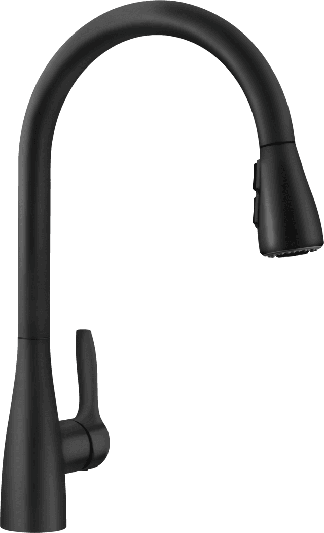 Llave de cocina BLANCO ATURA en negro mate sobre fondo blanco