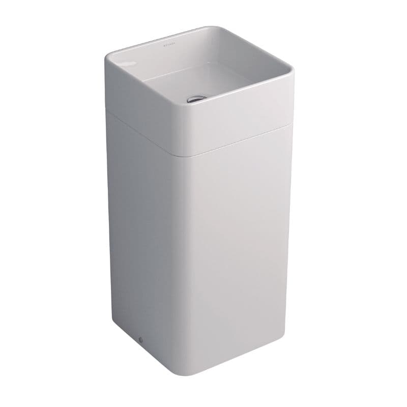 Lavabo de pedestal cuadrado KADER de Stanza en fireclay blanco